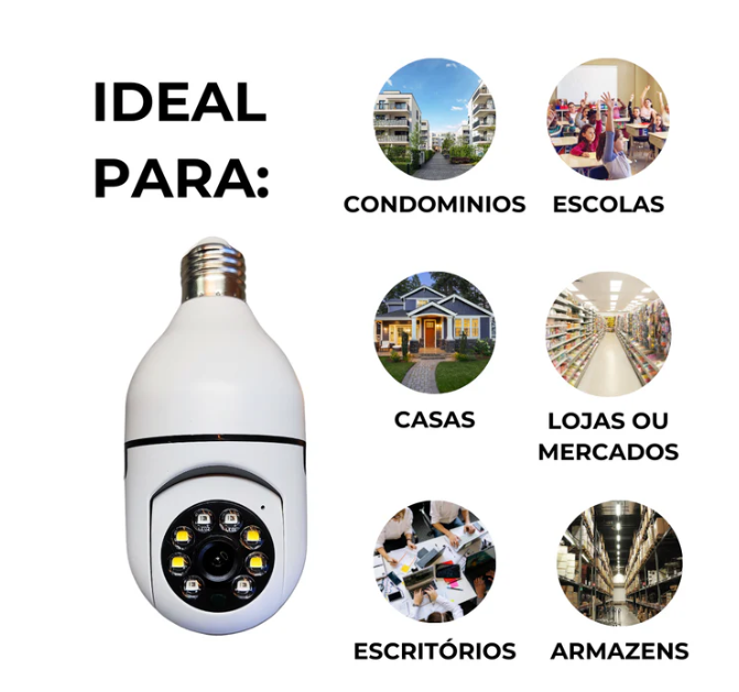 Câmera Giratória 360° Wifi, Full HD