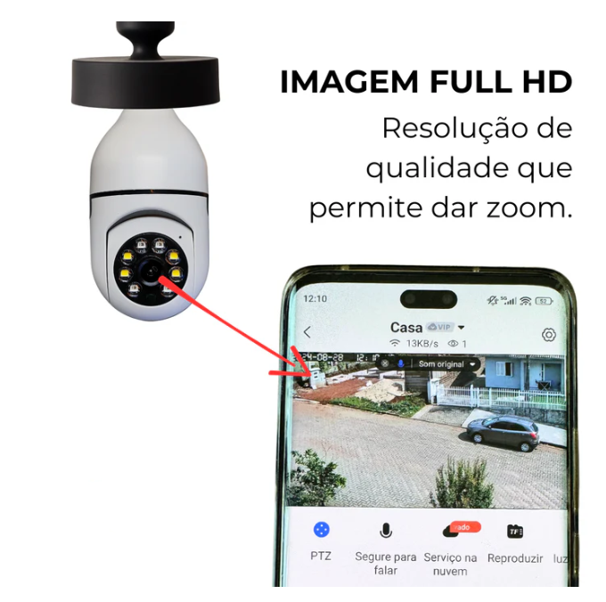 Câmera Giratória 360° Wifi, Full HD