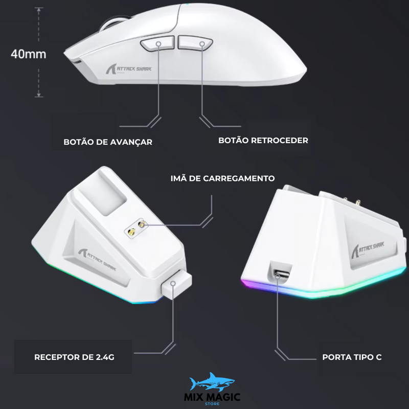 Attack Shark X11- Mouse Sem Fio