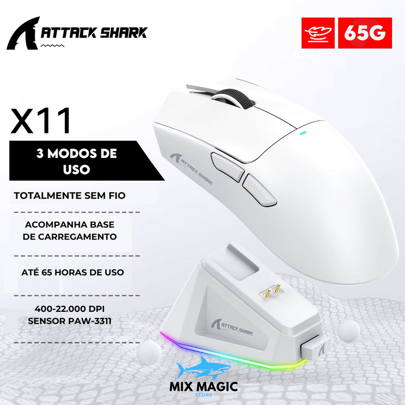 Attack Shark X11- Mouse Sem Fio